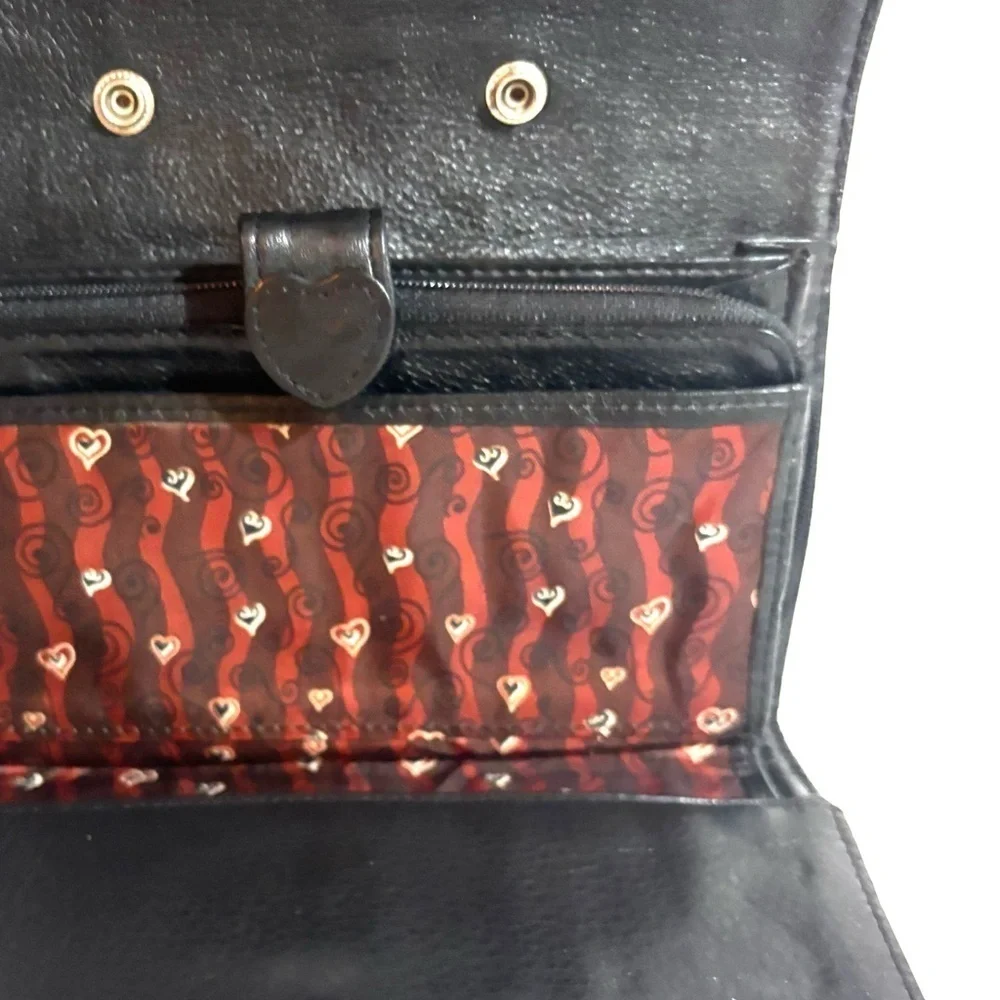 Brighton Brown Crocodile print leather wallet Clutch with Braided Detail